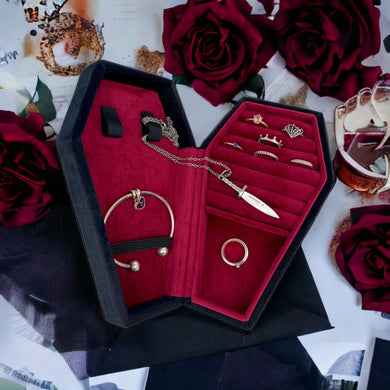 Black Velvet Coffin Shaped Jewellery Box
