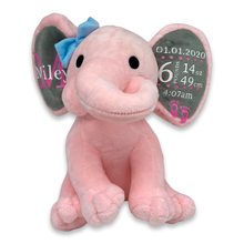 Load image into Gallery viewer, Birth Announcement Elephant Plush